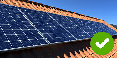 Good: A solar installation with clean solar panels firmly fixed to a roof, with no dirt or debris.