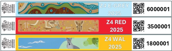 Image of the 3 different commercial macropod tags.