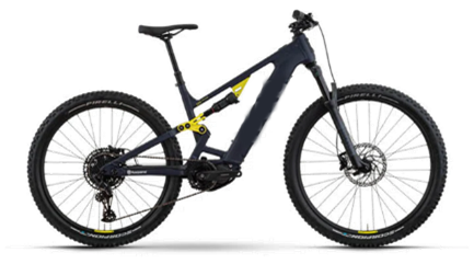 Sie view of a black mountain bike