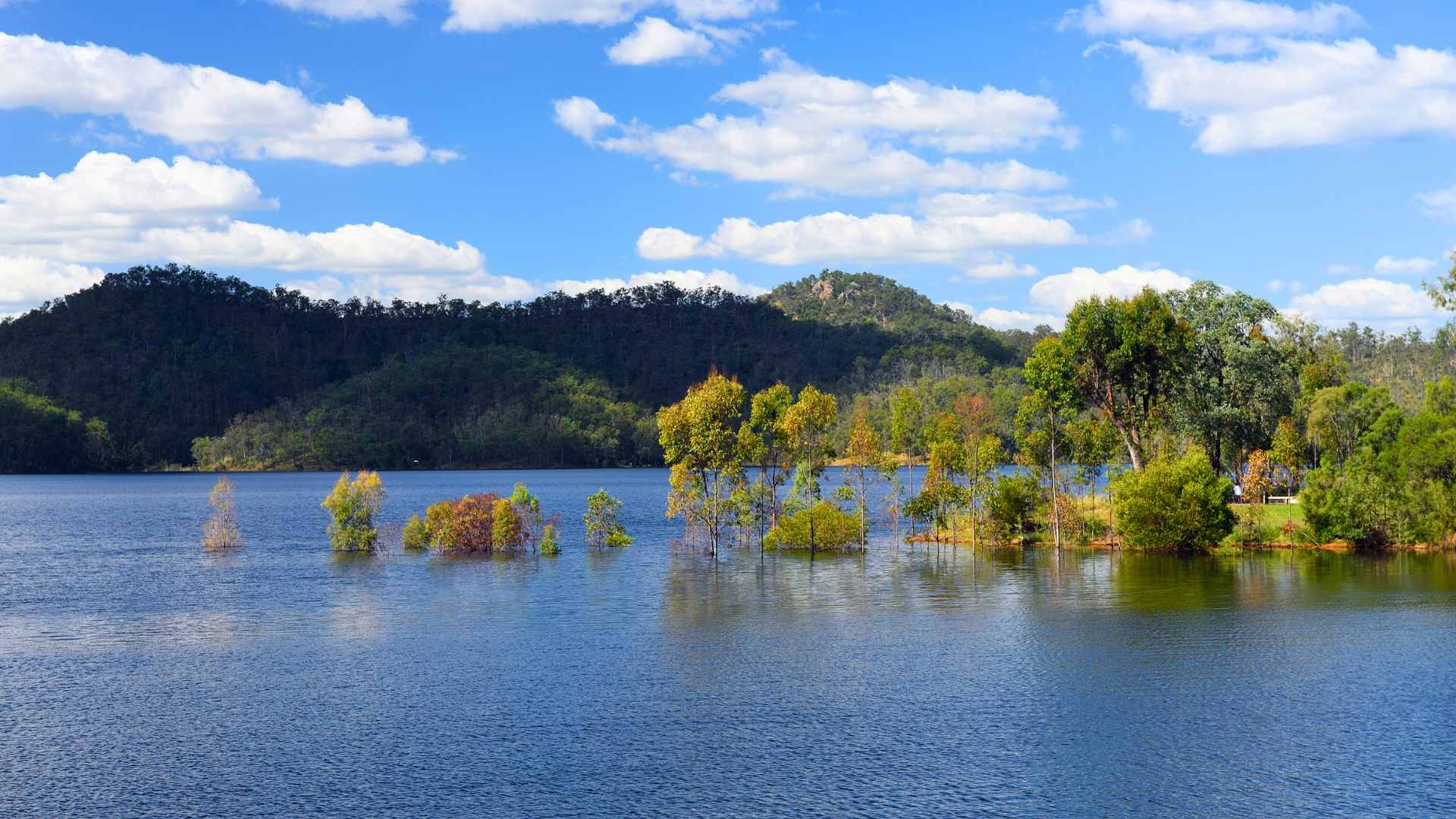 Large dam wall with open water stretching to the horizon.
