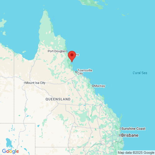 map of the location of the Mission Beach wave monitoring buoy in relation to Queensland