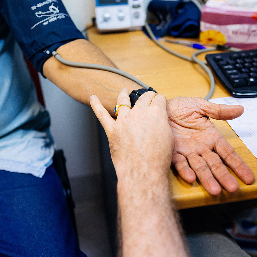 Patient having their blood pressure taken