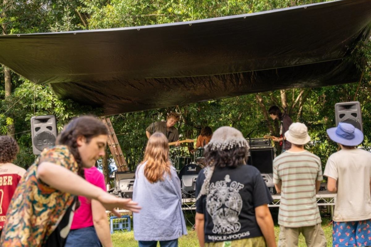 Young event goers enjoying music at Northey Street City Farm&rsquo;s Youth Fest.